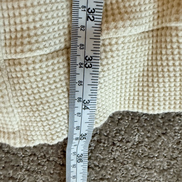 The Good Alma Long Waffle Cardigan Organic Cotton Hood Lounge Boho Cozy Cream M - Picture 7 of 8